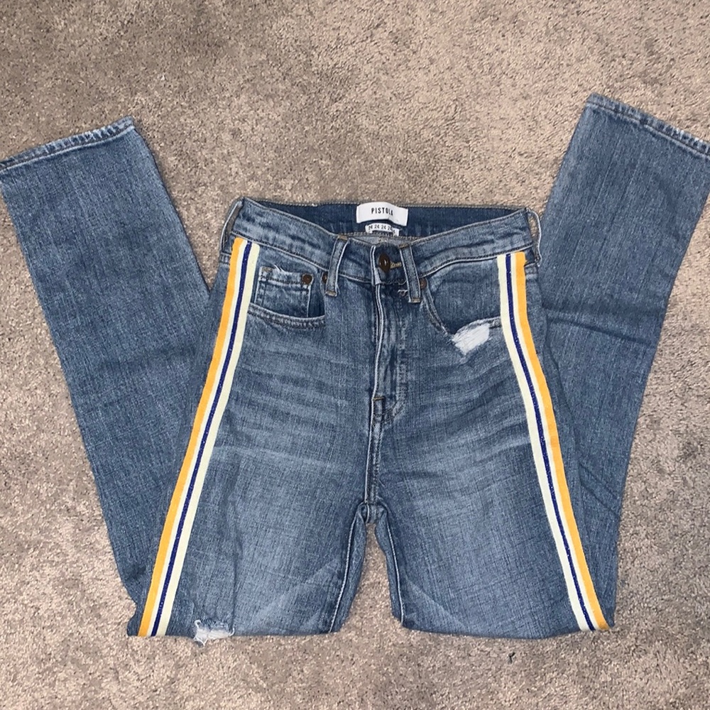 Pistola Monroe Side Striped Cropped Cigarette Jeans